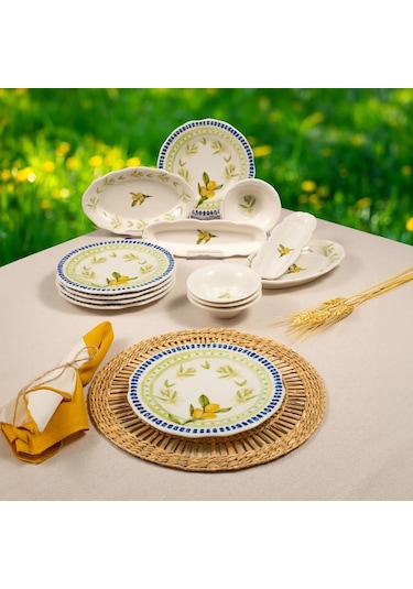 Fecra 14 Parça Casa Limone Kahvaltı Takımı Beyaz - Sarı