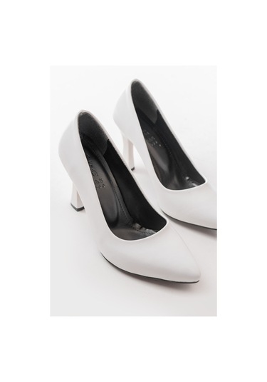 St-001 Beyaz Rugan Günlük 9 Cm Topuklu Bayan Stiletto Ayakkabı Renksiz