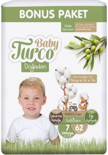 Baby Turco Doğadan Bonus Bebek Bezi 7 Numara Xxlarge 62 Adet