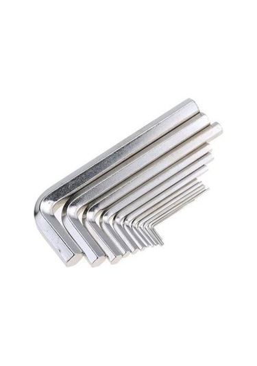 9 Parça Çelik Alyan Seti Kısa Düz Köşe Alyan Anahtar Takımı 1,5mm