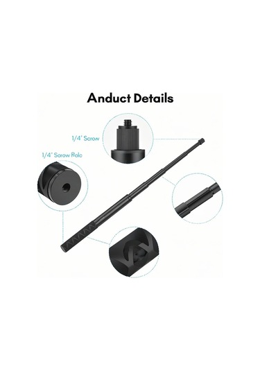 Springsun Andoer Siyah Uçak Alüminyum Gizli Selfie Çubuğu İle Masaüstü Tripod - Insta360 One X/one/evo Uyumlu 28-110cm Uzunluk Aralığı