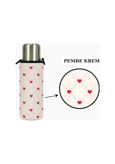 Klasik Kulpsuz 1.0 Lt. İle Uyumlu Omuz Askılı Termos Kılıfı Pembe