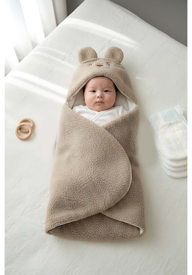Tavşan Kulaklı Peluş Bebek Kundağı