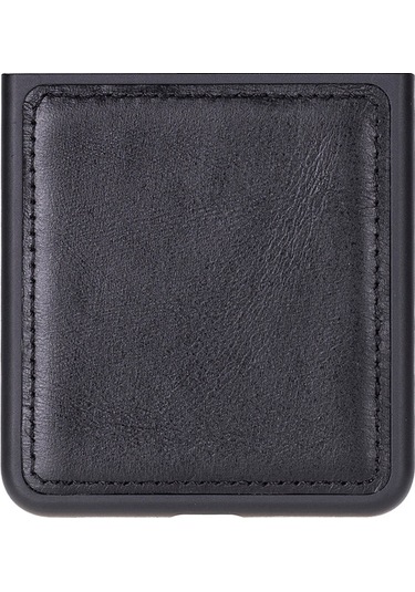 Bloomcase Flex Obsidian Black Hakiki Deri Samsung Galaxy Uyumlu Z Flip 7 Kılıf 6.9"-4.1" Siyah