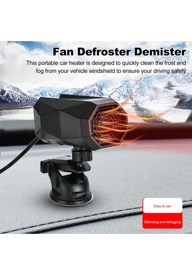 Symbee 12v Siyah Araç Isıtıcı: Cam Buhar/frost Temizleyici, Süction Cup+taban, Hızlı Isıtmа, 360 Ayarlanabilir, 150w, Taşınabilir