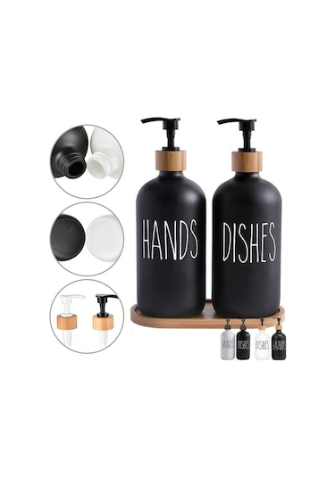 Çiftlik Evi Mutfak Tezgahı Banyo Organizasyonu İçin Pompa Sabun Şişesi İle El Sabunu Ve Bulaşık Sabunu Dispenseri 500ml Style 3 Diğer
