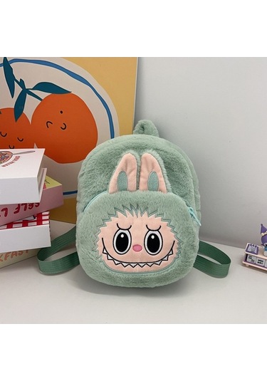 Maoyaya Çocuklar İçin Sevimli Çizgi Film Omuz Çantası - Yeşil, Peluş Karakterli Yeşil