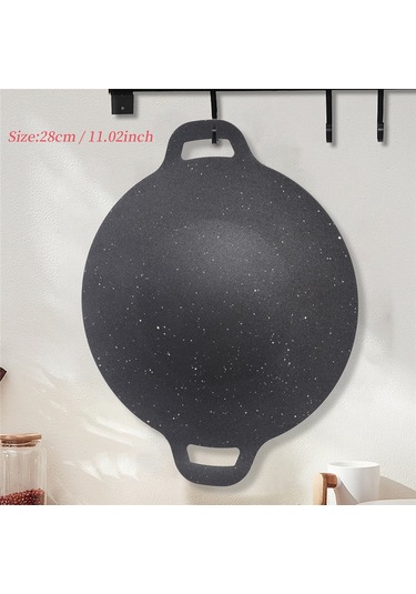 28cm Açık Hava Kamp Izgara Plakası Yapışmaz Kore Barbekü Plakası Siyah