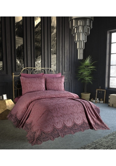 Anna Karina Home Consept Isabella 3 Parça Pike Takımı / Pique Set Mürdüm
