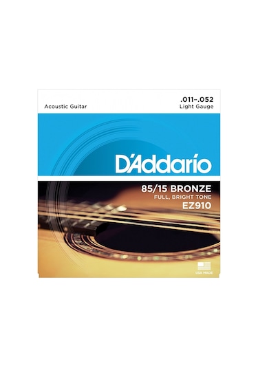 D'addario Ez910 Light Takım Tel Akustik Gitar Teli 011-052