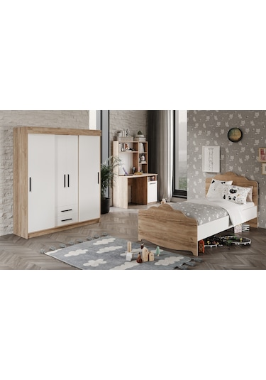 Afilli Ildır Cocuk Odası Takımı Tamamı Mdf Flora Ve Beyaz Flora Beyaz