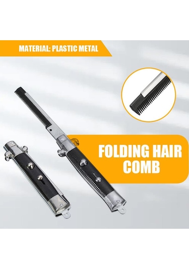 Katlanır Saç Tarağı Sakal Tarağı Kıllar Fırça Paslanmaz Çelik Basın Düğmesi Anahtarı Güzellik Taraklar Erkek Kadın Saç Stili Aksesuarları