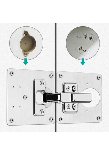 2 Adet Paslanmaz Çelik Dolap Kapı Menteşe Tamir Plakası Menteşe Sabit Plaka Dolap Kapı Takviye Montaj Plakası Yan Panel Hasar Onarımı