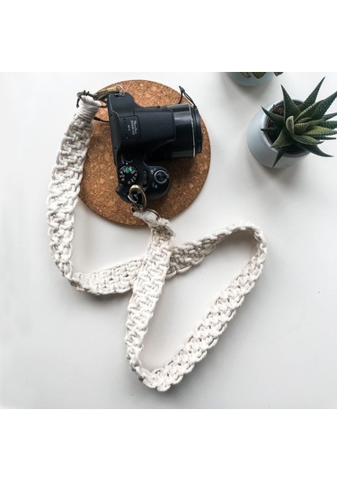 120cm El Dokuma Kamera Askısı Bohem Tarzı Çanta Omuz Askısı Çapraz Askı İpi - Beyaz