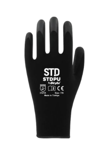 Standart İşçi Eldiveni, Pu Touch, Siyah, Pu Kaplı Polyester, Ce En 388/420, 3121x, No:8