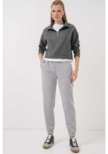 Gabria Paça Lastikli Eşofman Altı Gri