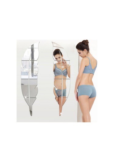 Tenfowee 3d Tüy Desenli Ayna Duvar Çıkartması - Kolay Yapıştırma, Zarif Dekor 120x30cm Gümüş