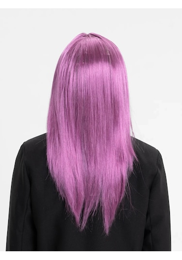 Rose Pembe Renk Düz Kesim Uzun Parti Peruğu Takma