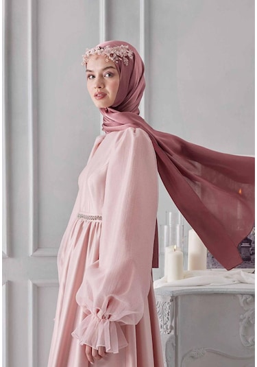 Gesshop Kadın Abiye Janjan Şal Gül Kurusu - Pembe