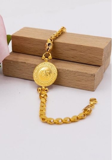 22 Ayar Altın Bileklik Pullu Zincirli Çeyrekli Bileklik