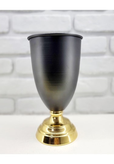Modern Dekoratif Gold Ayaklı Siyah Vazo Masa Üstü Aksesuar Dekor Gold - Siyah