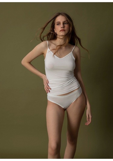 Blackspade 2'li Paket Kadın %88 Organik Pamuk Cotton Aura Slip Beyaz