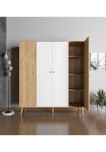 Floradesign Milano Gardırop /elbise Dolabı Dört Kapaklı Dolap 160cm Meşe