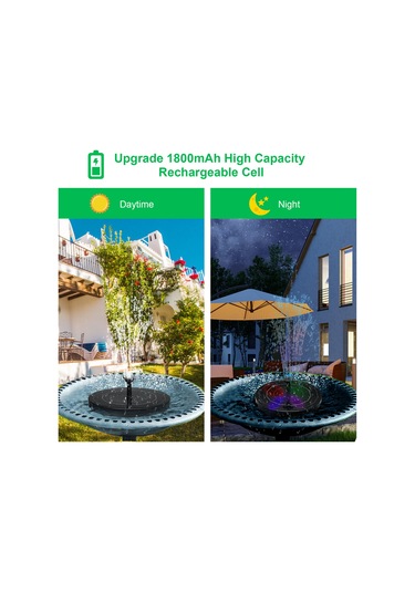 Güneş Enerjili Su Fıskiyesi Pompası Dış Mekan Dekorasyonları, Kuş Banyosu/göl/park/bahçe/yüzme Havuzu İçin 6 Uçlu Güneş Enerjili Su Fıskiyesi Pompası