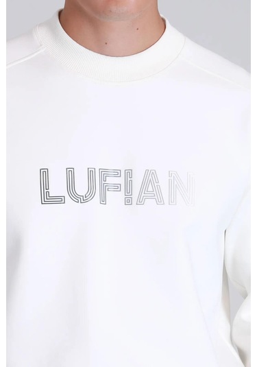 Lufian Luther Erkek Sweatshirt Kırık Beyaz 001