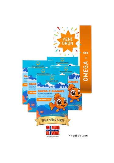 Norwegian Health Omega 3 Gummies Çocuklar için Tutti Frutti Aromalı Norveç Somonlu Balık Yağı 5 x 30 Çiğnenebilir Form