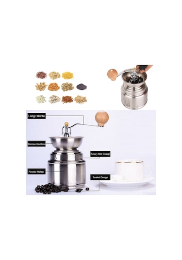 Xiyyadms Stainless Steel Çift Kullanimlı Zeytinyağı Değirmeni - Seramik Tane Ayarı İle Kahve, Biber, Susam Ve Tahılları Öğütücü Diğer