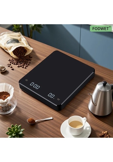 Xuweiwei Kahve Ve Gıda Ölçeği 3000g 0 1g Hassasiyetli Şarj Edilebilir Büyük Ekranlı Zamanlayıcılı Çok Fonksiyonlu Mutfak Tartısı -