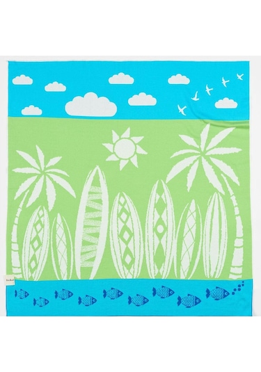 Organik Triko Bebek Örtüsü, Beach 80x90 , Yeşil
