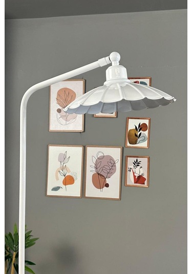 Beyaz Lambader Düz Gövde Hareketli Başlık Modern Metal Oturma Odası Çalışma Odası Zemin Lambası 6977 Beyaz