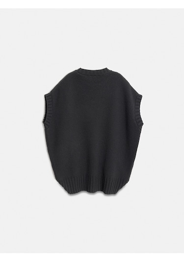 Dilvin 10839 Yün Karışımlı Oversize Süveter-siyah Siyah