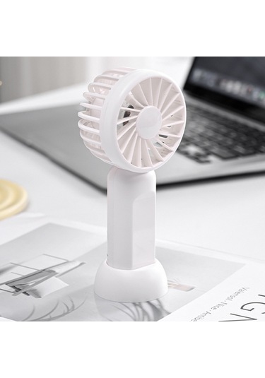 Taşınabilir El Tipi Vantilatör 3 Hız Ayarlanabilir Düşük Gürültülü Mini Masa Vantilatörü Çıkarılabilir Tabanlı - Beyaz
