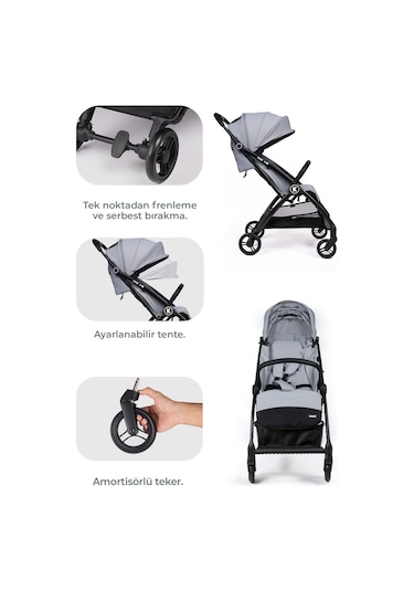 Kanz Xflop Autofold Kabin Boy Bebek Arabası Ultimate Grey