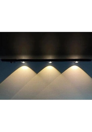 Slim Led Kabin Armatürü Hareket Sensörlü Dekoratif Gece Lambası Usb Şarjlı Aydınlatma 40 Cm Siyah 3w Siyah