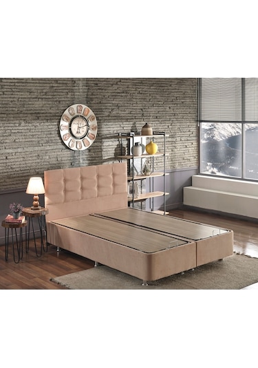 Nironyatak Niron Queen Çift Kişilik Pedli Yatak Seti 150X200 Sütlü Kahve Kum