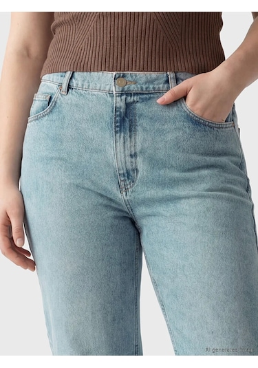 Lc Waikiki Mavi Slim Mom Kadın Jean Pantolon