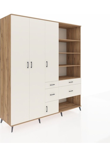 Kronos Dolap 14 Raflı 4 Çekmeceli 4 Kapaklı 220x59x243 Çam-aytaşı/aytaşı Aytası/aytası