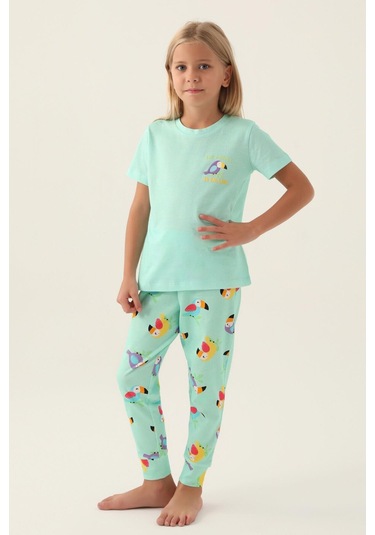 Roly Poly 3403 Garson Jungle Kız Çocuk Pijama Takımı Pembe
