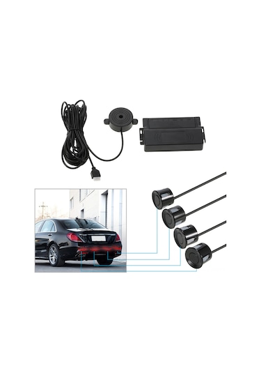 Moveevo Otomobil Park Yardımı Sistemi - 4 Ultrasonik Sensörlü, Hızlı Tepki Verici, 0.3-2.0m Algılama Aralığı, Sesli Uyarı