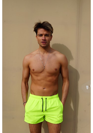 Miami Beach Neon Sarı Kısa Boy Erkek Deniz Ve Havuz Şortu Neon Sarı