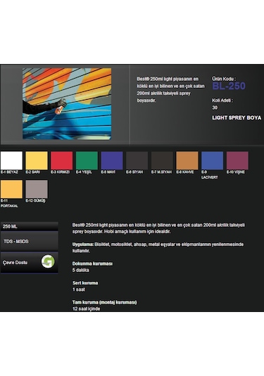 Best Lıght Sprey Boya 250 ML - Mat Siyah