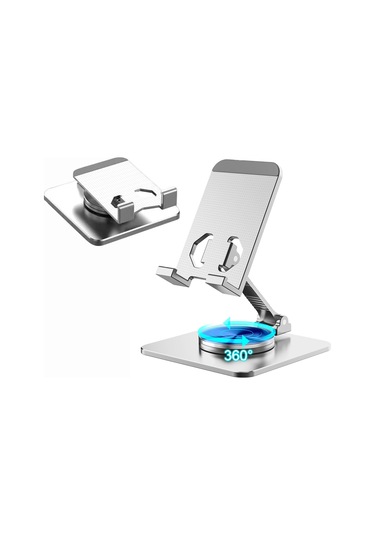 Yunboo 360 Dönebilen Katlanabilir Metal Telefon & Tablet Standı - Gri Siyah