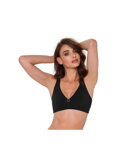 Pamuklu Mikro Penye Protez Sütyen Siyah Siyah