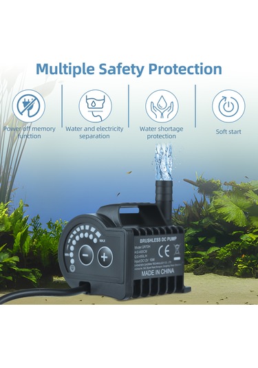 Reedark 12v Elektrikli Minyatür Pompa Qr70h - 8 Seviye Hız Regülasyonlu, 450l/h Akış, 4m Yükseliş, Su Kısıtı Korumalı, Balık Tankı/baraj İçin