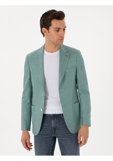 Cacharel Mint Slim Fit Yün İpek Karışımlı Blazer Ceket Mınt