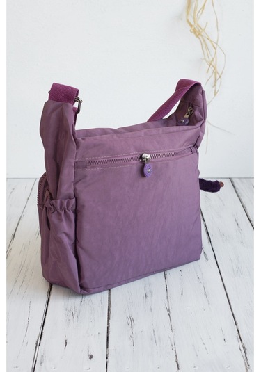 Krinkıl Su Geçirmez Çok Gözlü Çapraz Kol Ve Omuz Postacı Çantası Koyu Leylak Soluk Mor 9507 Mor